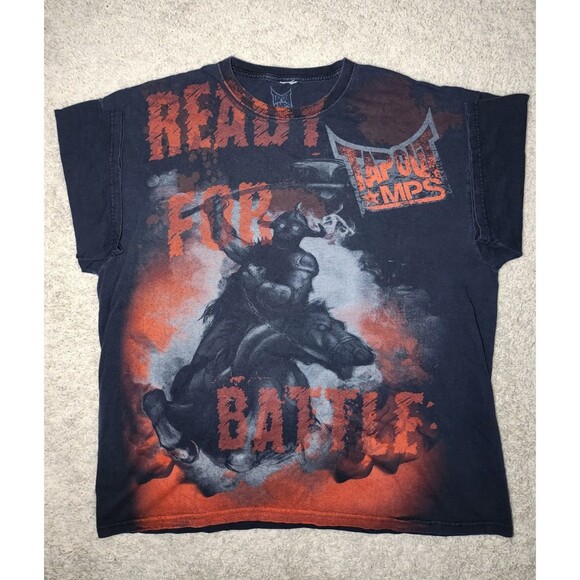 Tapout MPS Ready For Battle T-Shirt XXL Men’s Black Horseman Y2K Grunge AOP 00s - Picture 1 of 4